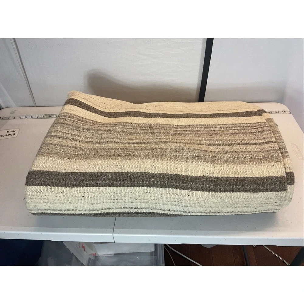 Ben Soleimani Restoration Hardware Rug 8x10 Brown Gray Striped Wool Flat Weave